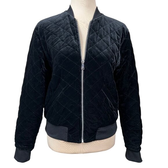 Lauren by Ralph Lauren Jackets & Blazers - Lauren by Ralph Lauren Black Quilted Velvet Bomber Jacket Size XS